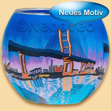 Seebrücke von Rügen 11 cm Leuchtglas, das neue Wahrzeichen der Landverbindung zur Insel. Motiv von Himmlische Düfte