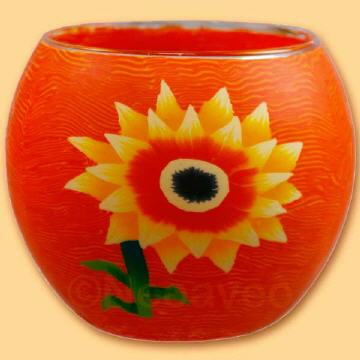 Sommer 11cm Leuchtglas, die Sonnenblume gehört einfach dazu. Sehr intensiv leuchtendes Blütenmotiv von Himmlische Düfte