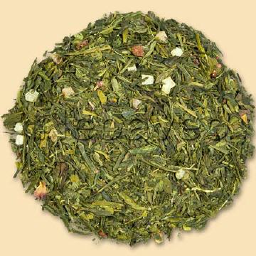 Engelskuss - Premium Teemischung aus grünem und weisem Tee mit Geschmacksrichtung Maracuja. Aromatisierter weisser und grüner Tee aus China. Sencha, Lung Ching, Pai Mu Tan.