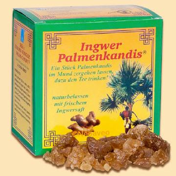Ingwer Palmenkandis, verfeinert mit erfrischender Ingwernote. EinStück Palmenkandis in den Mund nehmen und den Tee dazu trinken.