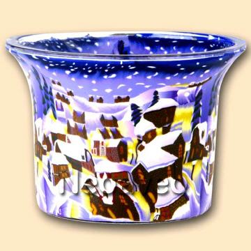 Verschneite Stadt Leuchtglas Teelichtglas von Kerzenfarm Hahn