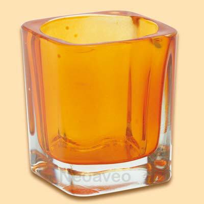 Votivglas eckig Orange