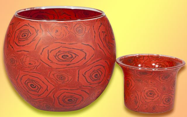 Leuchtglas und Teelichtglas Rose