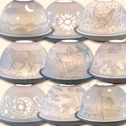 Porzellan Windlichter, Dome Lights, Starlights Windlichter, Kerzenfarm Hahn